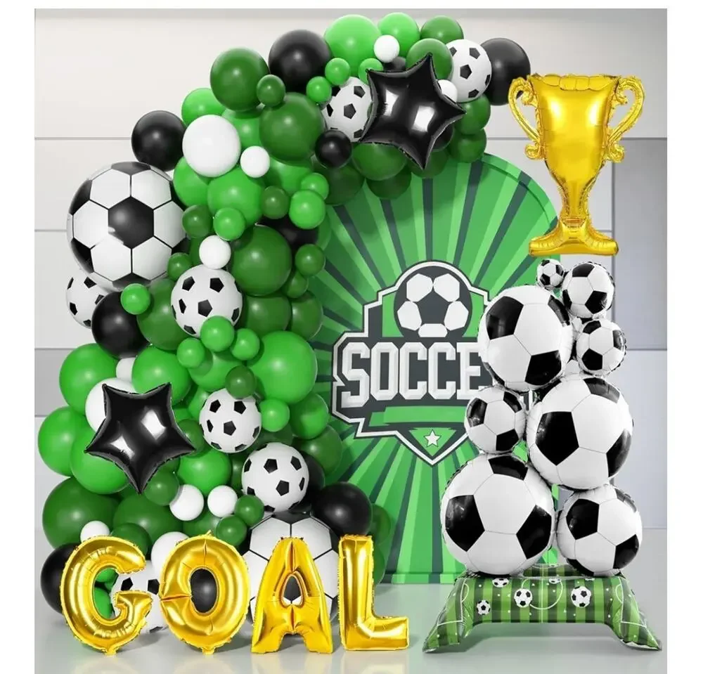 Soccer Birthday Party Decorations 120 Pcs Green White Black Balloon Arch